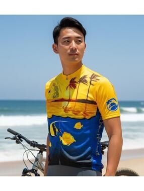 Primal Hawaii Cycling Jersey Mens XXL 1/4 Zip Tropical Fish Bike AOP